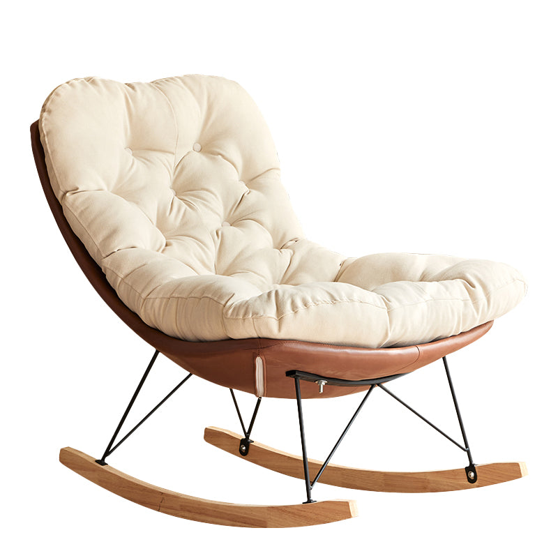 Scandinavian Parsons Chair with Beige Tufted Back and Sled Base