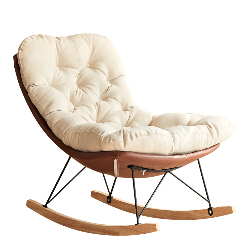 Scandinavian Parsons Chair with Beige Tufted Back and Sled Base