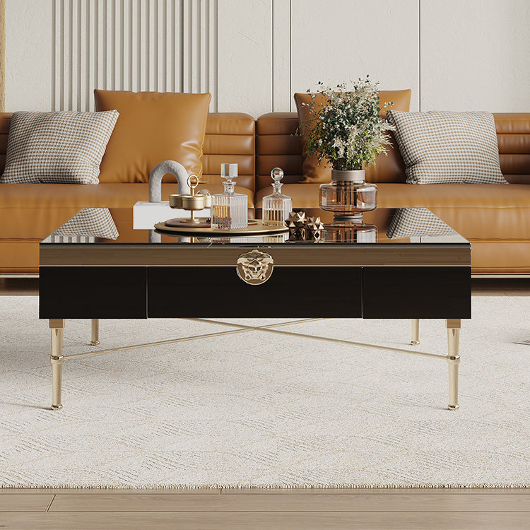 Glam 4 Legs Single Black Glass and Metal Coffee Or End Table