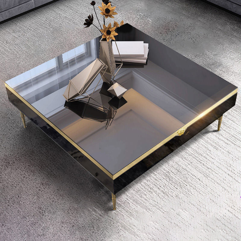 Glam 4 Legs Single Black Glass and Metal Coffee Or End Table