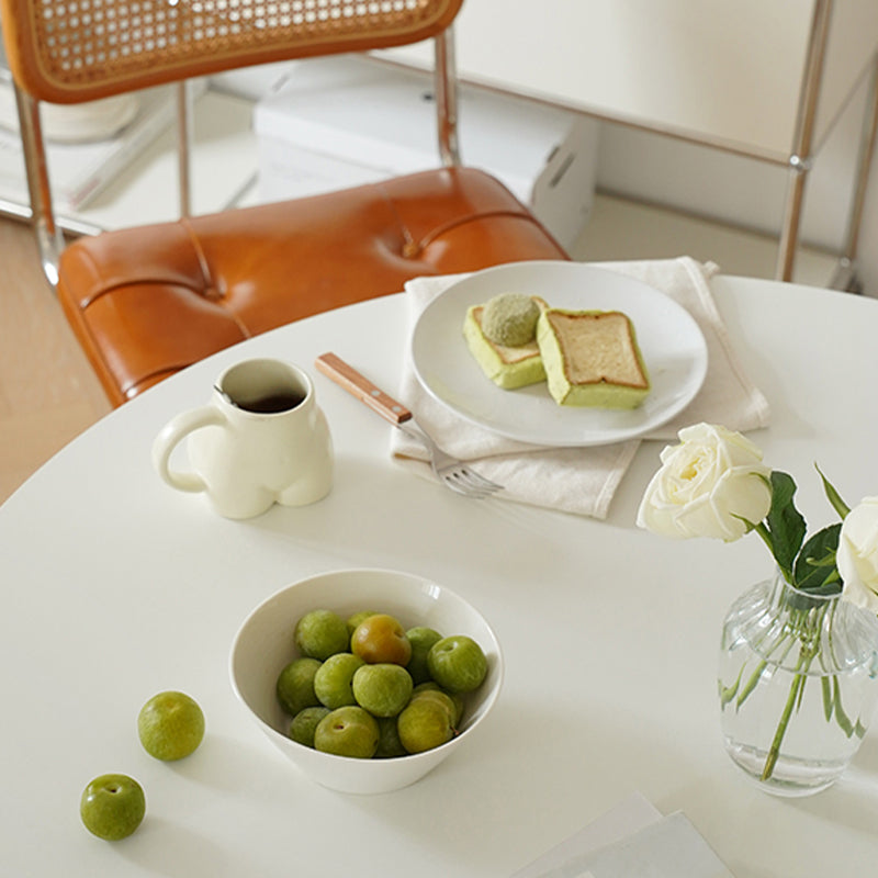 Contemporary 1/5 Pieces Dining Set with Round Table and Matte Brown Chairs