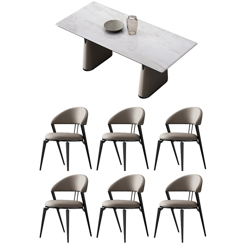 1/5/7 Pieces Modern Rectangle White Stone Dining Set for Home