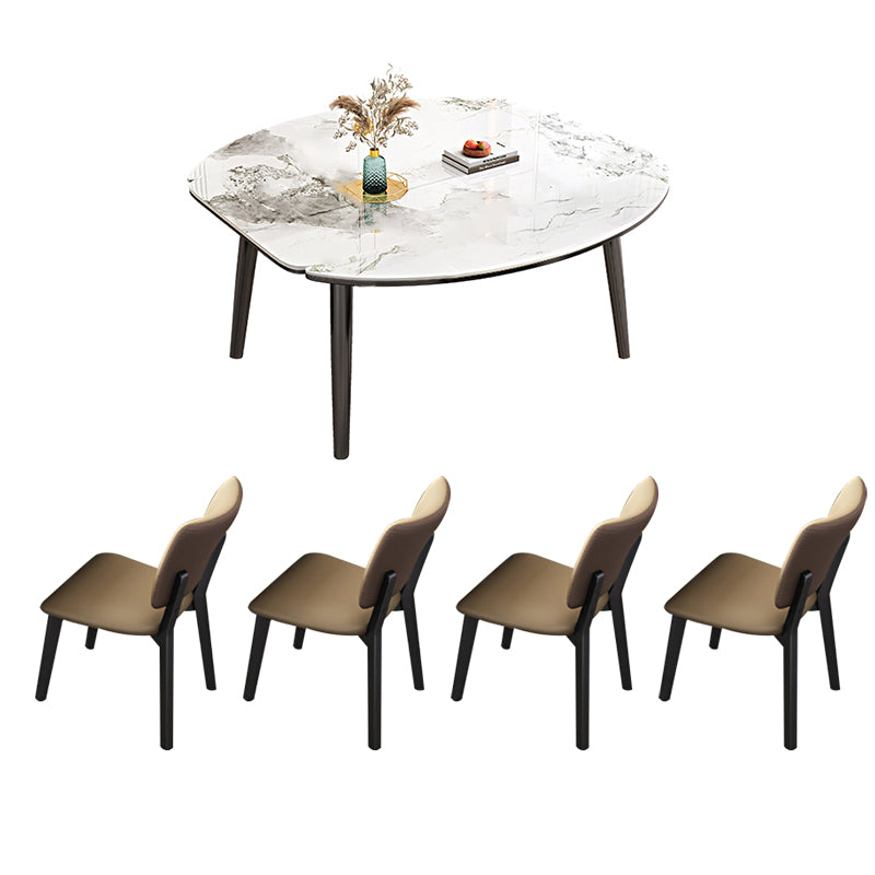 1/5/7 Pcs Modern Stone Round Shape Dinette Table with Upholstered Chair