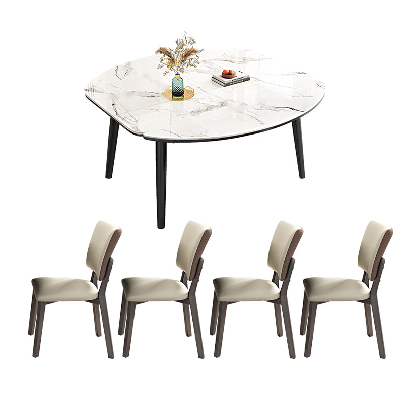 1/5/7 Pcs Modern Stone Round Shape Dinette Table with Upholstered Chair