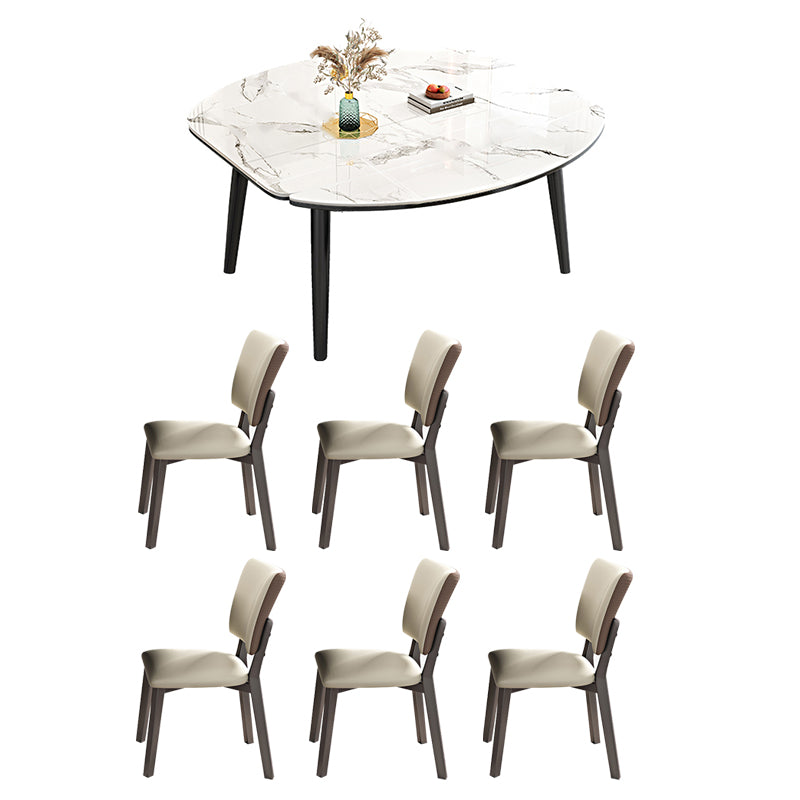 1/5/7 Pcs Modern Stone Round Shape Dinette Table with Upholstered Chair