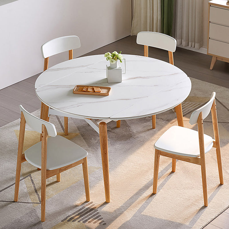 7 Pieces Modern Style White Top Solid Wood Base Dining Set for Home