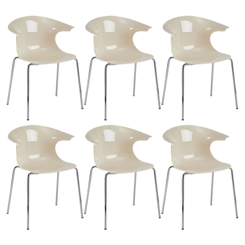 Modern Plastic Dining Room Silver Leg Wingback Dining Chairs