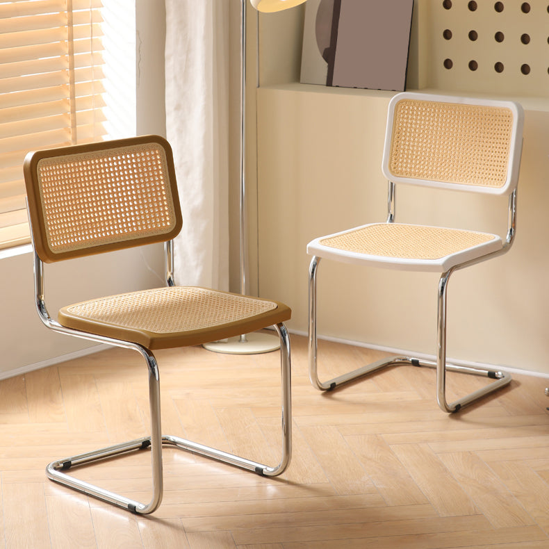 Contemporary Style Open Back Plastic Metal Base Dining Side Chair for Home