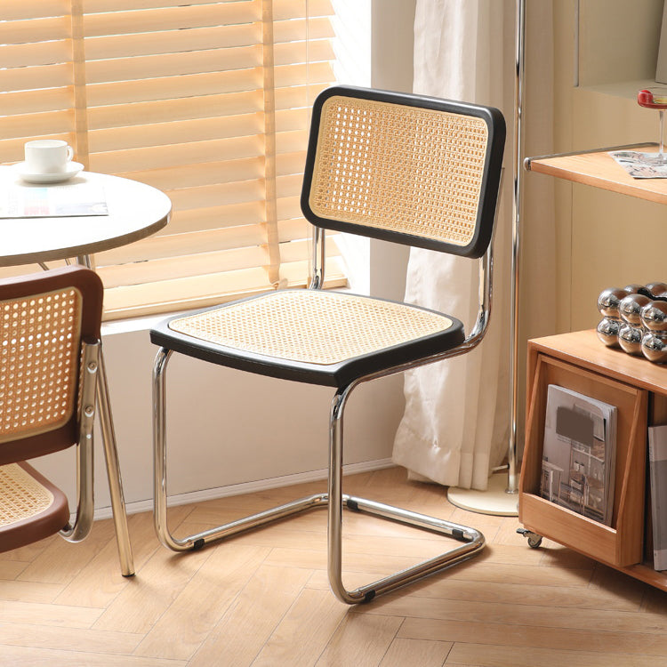 Contemporary Style Open Back Plastic Metal Base Dining Side Chair for Home