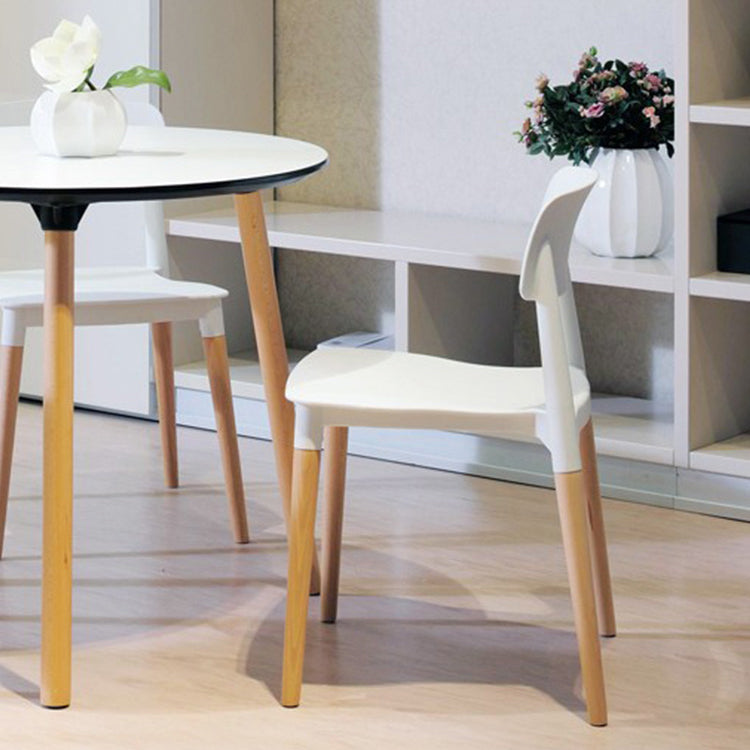 Plastic and Solid Wood Open Back Contemporary Dining Side Chair