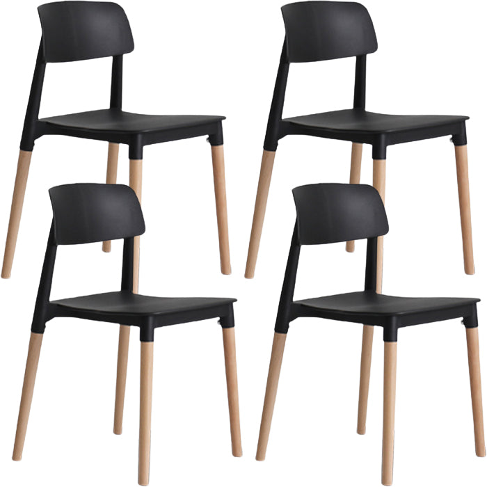 Plastic and Solid Wood Open Back Contemporary Dining Side Chair