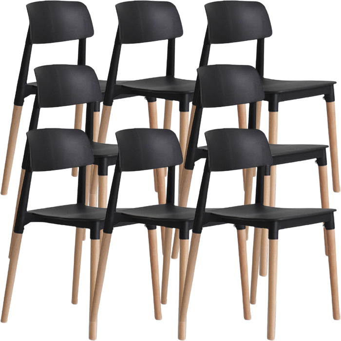 Plastic and Solid Wood Open Back Contemporary Dining Side Chair