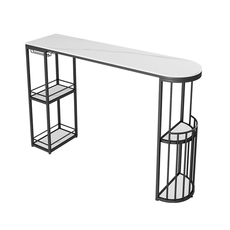 White Stone Top Free Form Bar Table with Metal Frame for Home