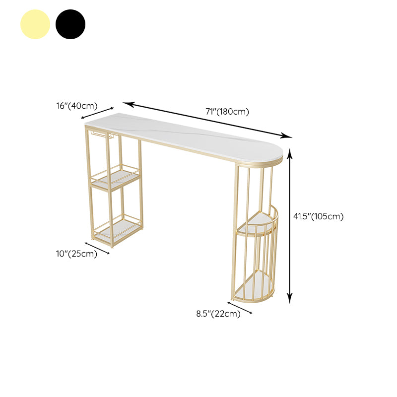 White Stone Top Free Form Bar Table with Metal Frame for Home