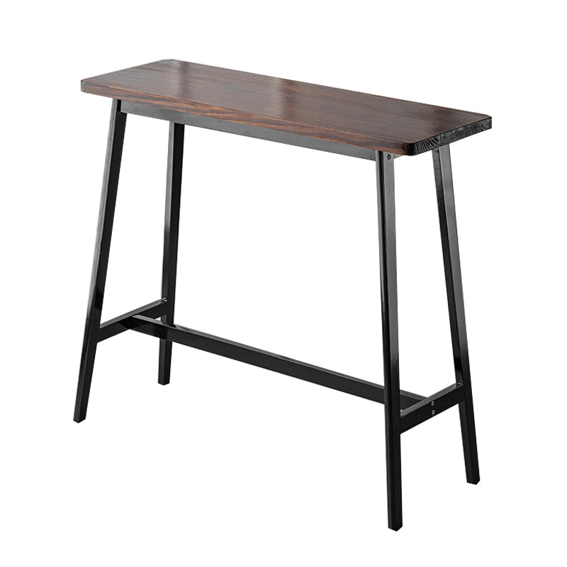 Matte Finish Wooden Rectangle Bar Table with Trestle for Living Room