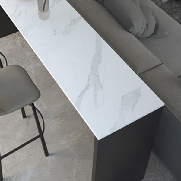 Contemporary Sintered Stone Top Counter Table with Metal Base