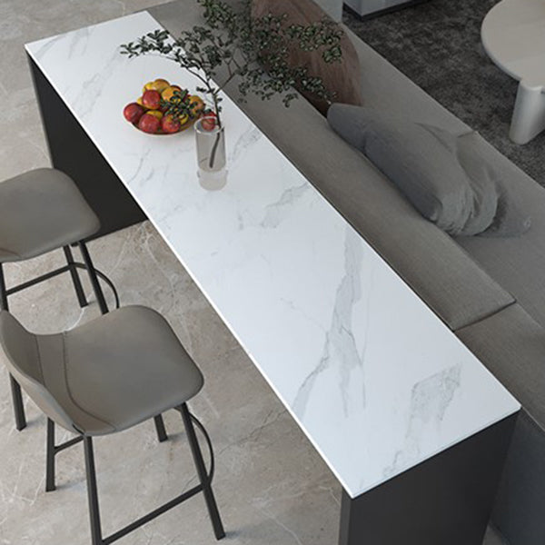 Contemporary Sintered Stone Top Counter Table with Metal Base