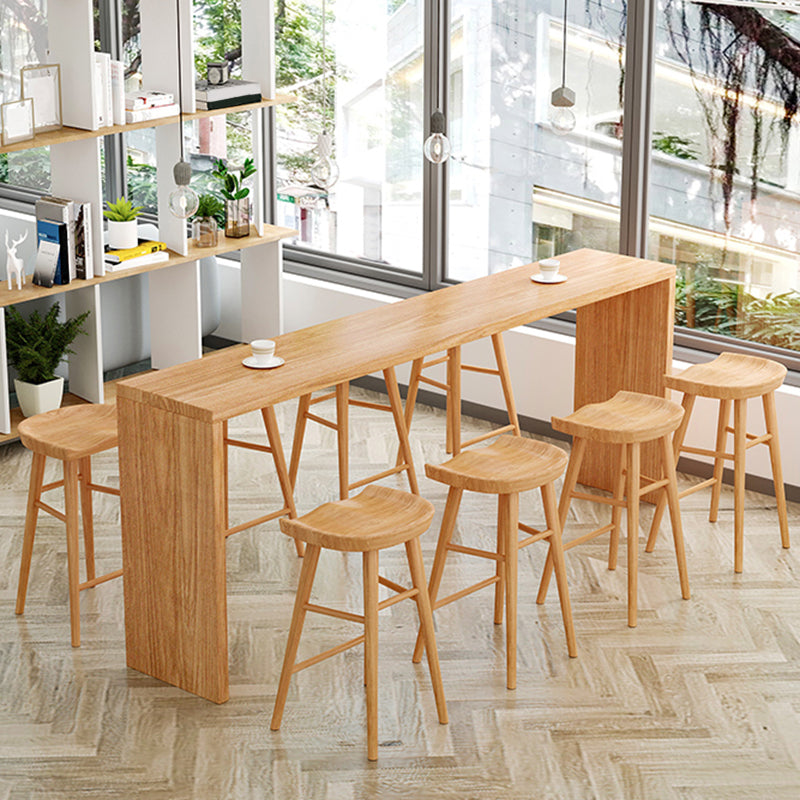 Contemporary Solid Wood Counter Table with Double Pedestal in Nature