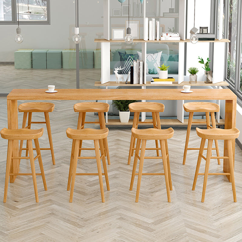 Contemporary Solid Wood Counter Table with Double Pedestal in Nature