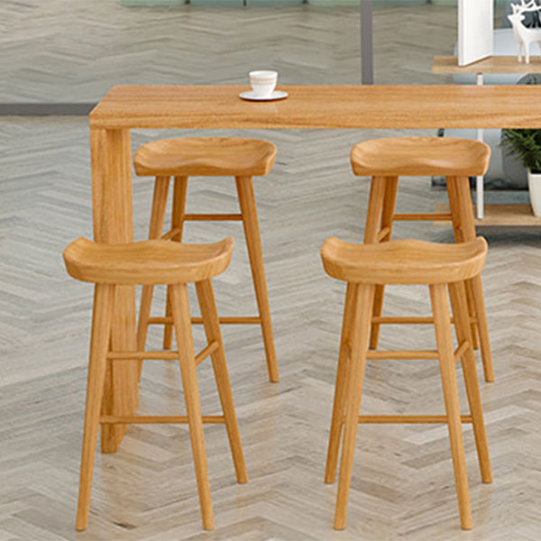 Contemporary Solid Wood Counter Table with Double Pedestal in Nature