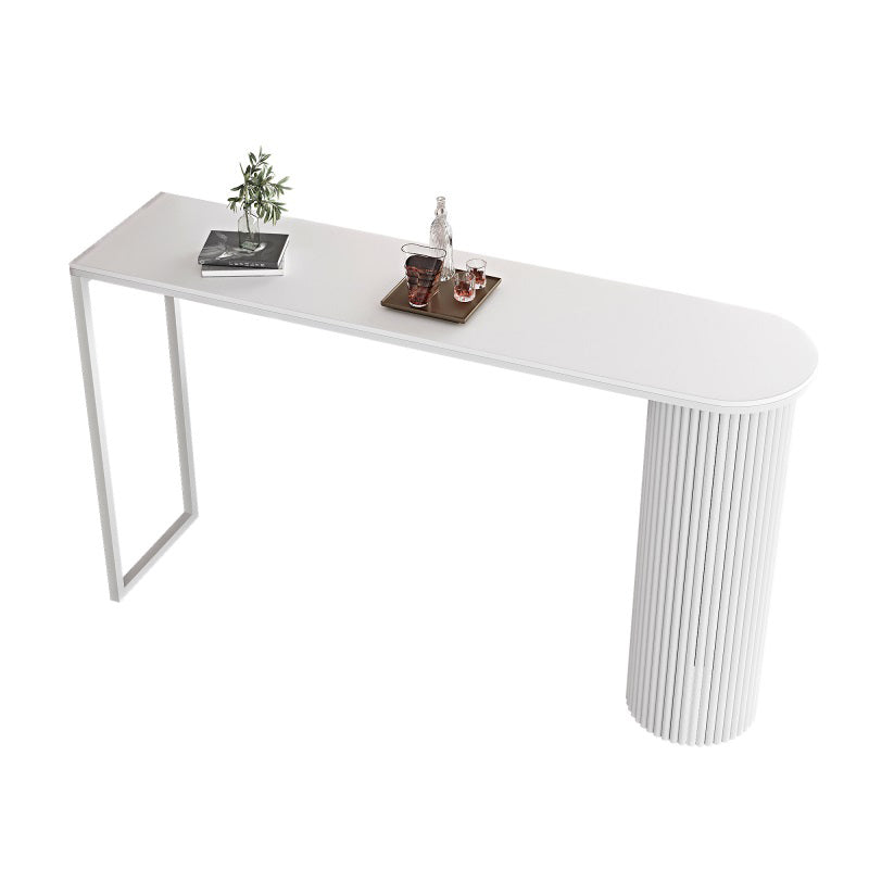 Contemporary Sintered Stone Top Counter High Table with Double Pedestal