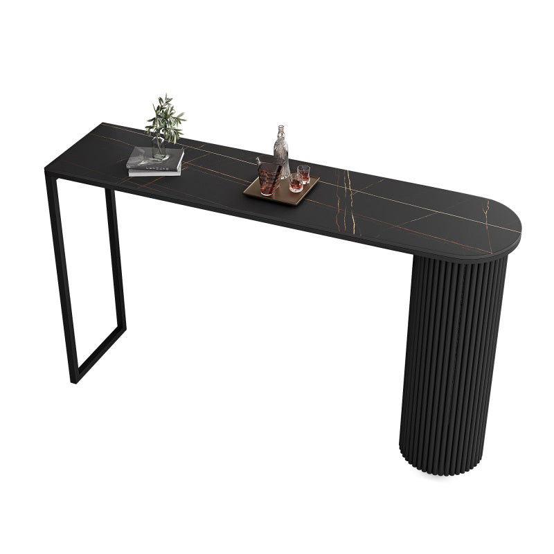 Contemporary Sintered Stone Top Counter High Table with Double Pedestal