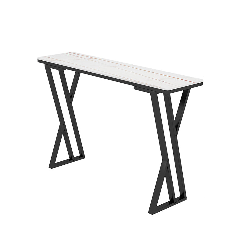 Matte Finish Stone Top Pub Table with Metal Base for Dining Room