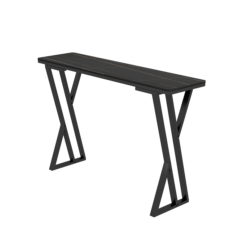 Matte Finish Stone Top Pub Table with Metal Base for Dining Room