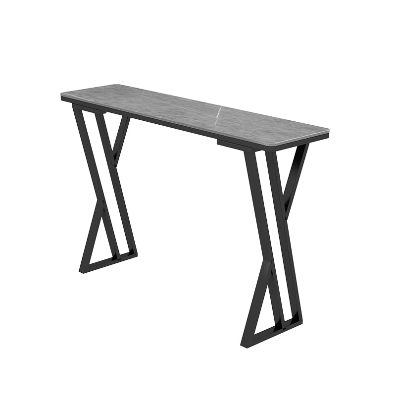 Matte Finish Stone Top Pub Table with Metal Base for Dining Room