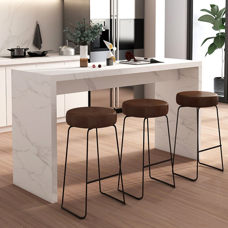 Contemporary Wooden Counter Table with Double Pedestal in White