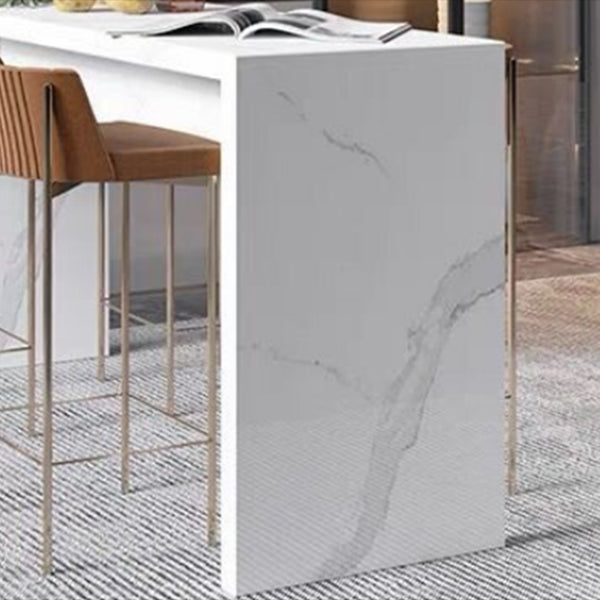 Contemporary Wooden Counter Table with Double Pedestal in White