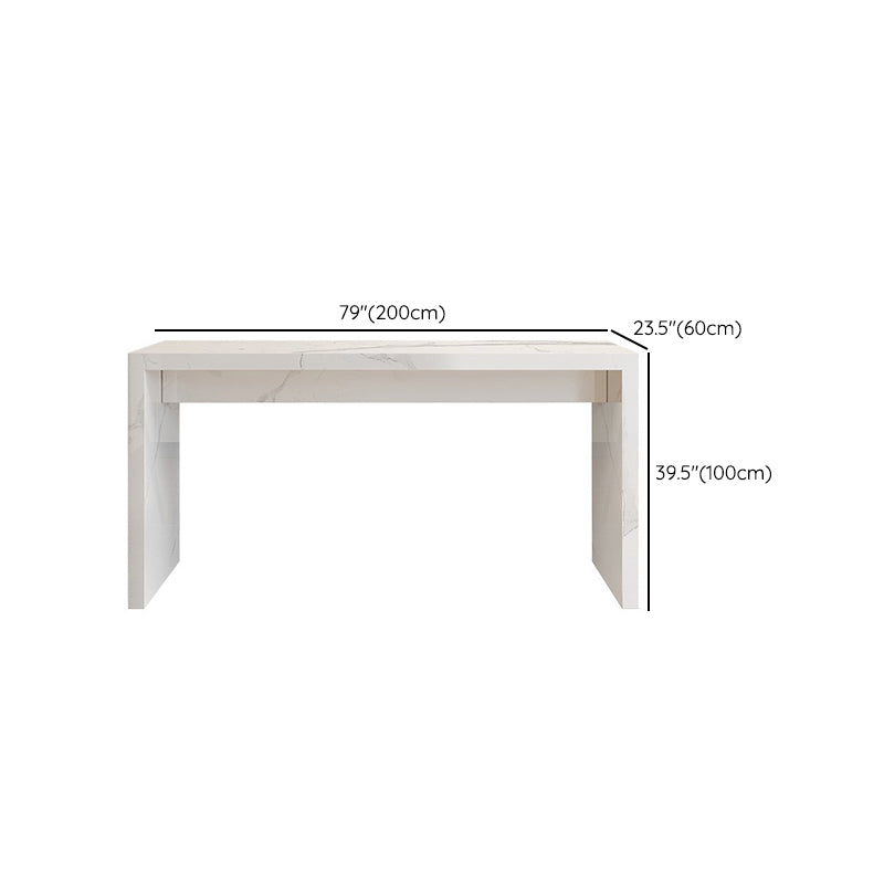 Contemporary Wooden Counter Table with Double Pedestal in White