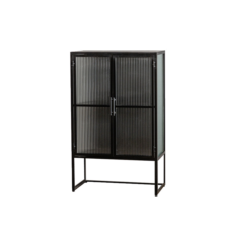 Modern Style Metal Buffet Table Glass Doors Sideboard for Living Room