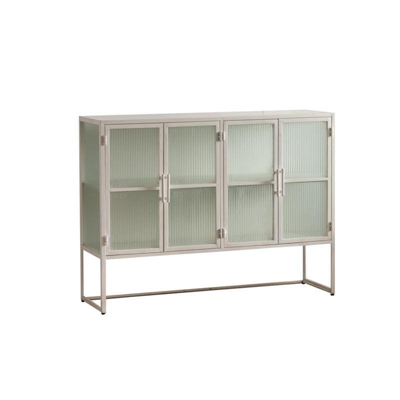 Modern Style Metal Buffet Table Glass Doors Sideboard for Living Room