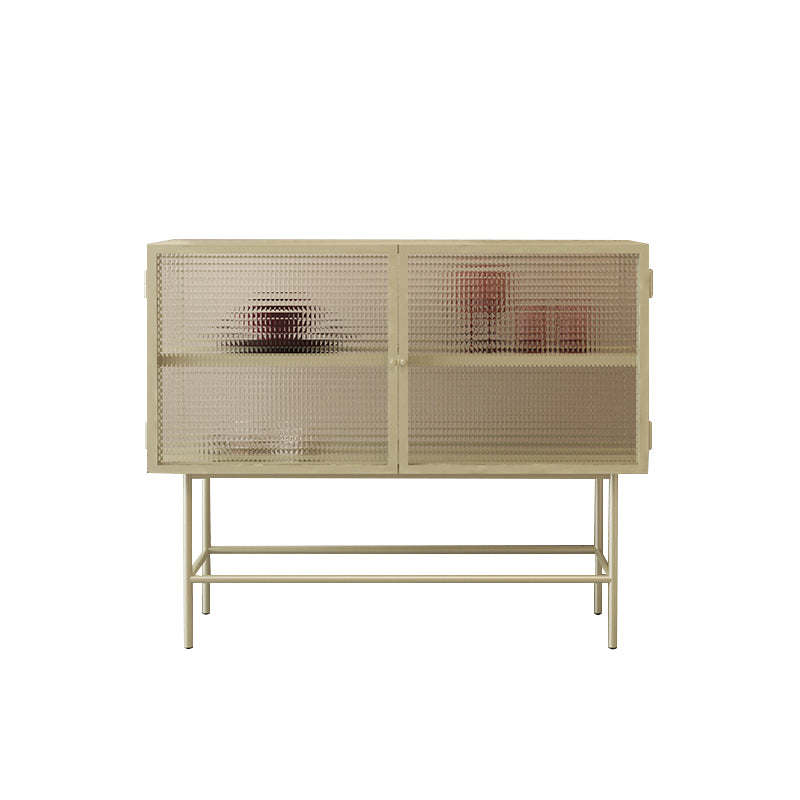 Modern Style Glass Doors Sideboard Metal Buffet Table with 2 Doors