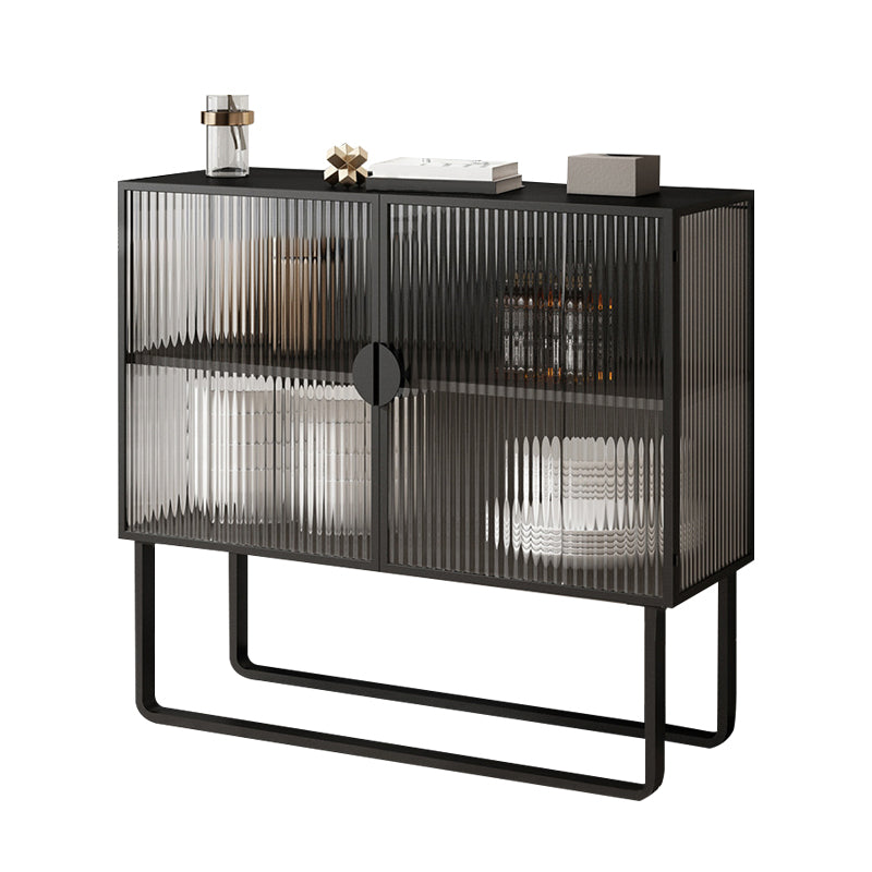 Industrial Curio Cabinet Metal Glass Doors Storage Cabinet with 2 Door for Living Room