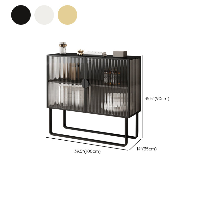 Industrial Curio Cabinet Metal Glass Doors Storage Cabinet with 2 Door for Living Room