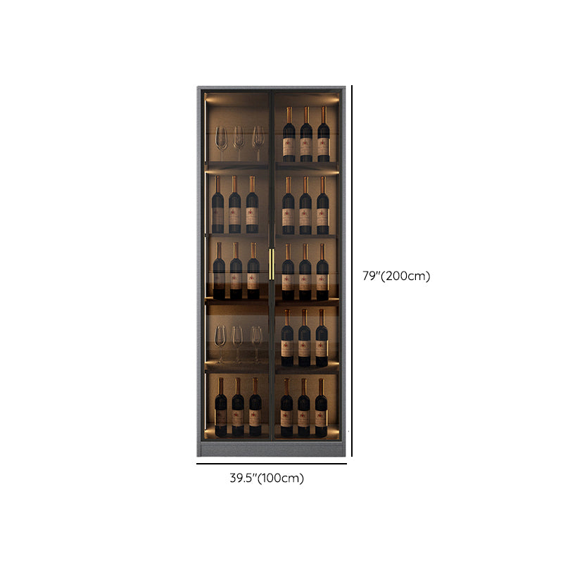 Contemporary Freestanding Wooden Wine Bottle Holder with Storage Shelves