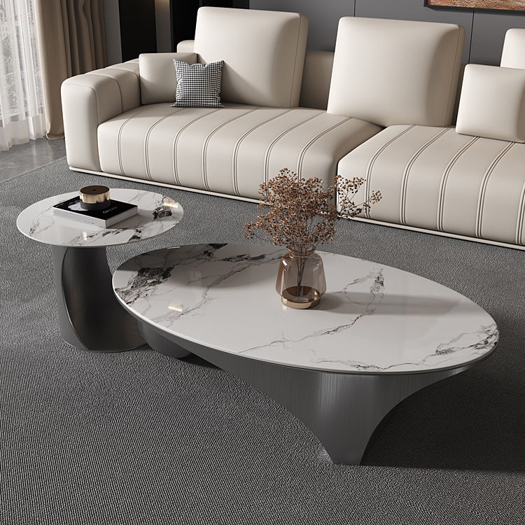 27" Wide White Contemporary Slate Gloss Finish Coffee Cocktail Table