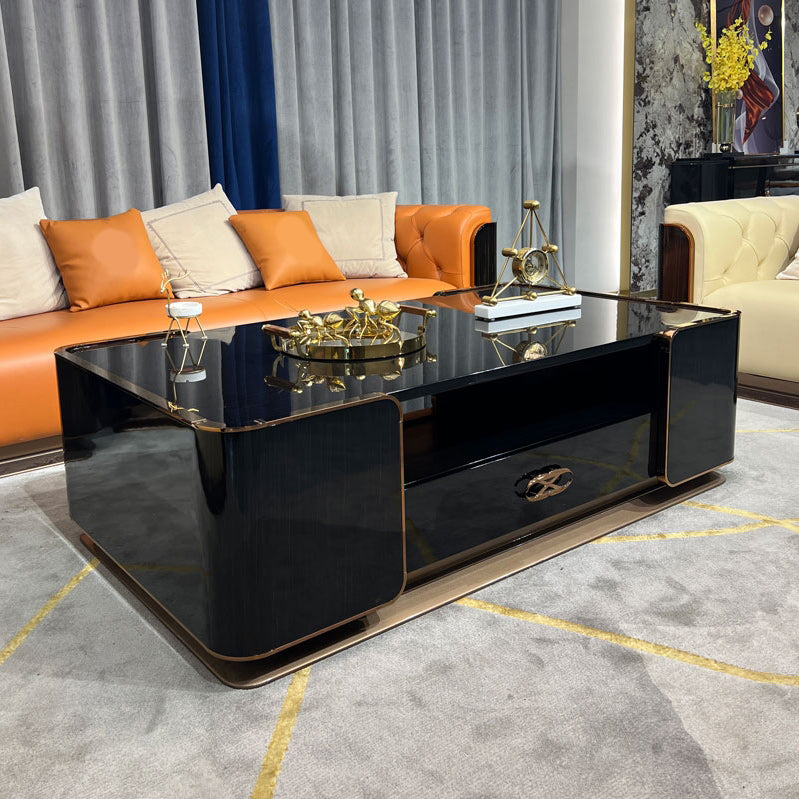 31" Wide Gold Glam Metal Single Coffee Cocktail Table with Storage
