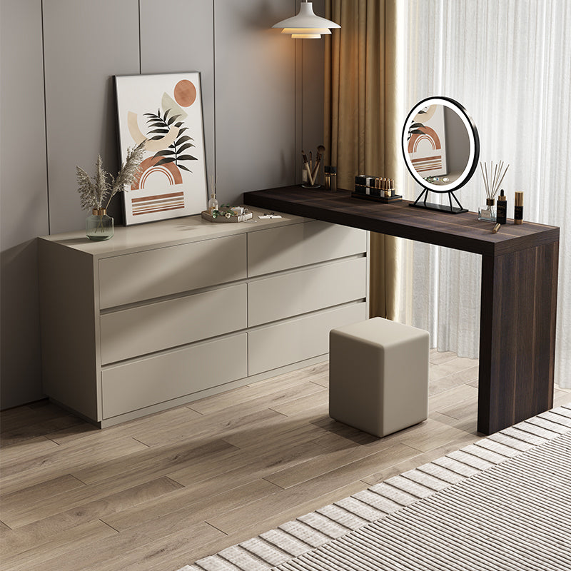 3-Piece Wood Standing Modern Vanity Dressing Table Set with Drawers