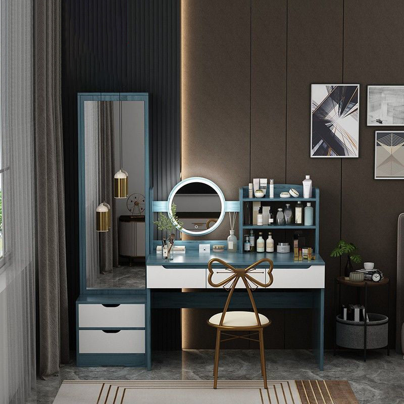 Wooden Modern with Drawer Bedroom Lighted Mirror Make-up Vanity