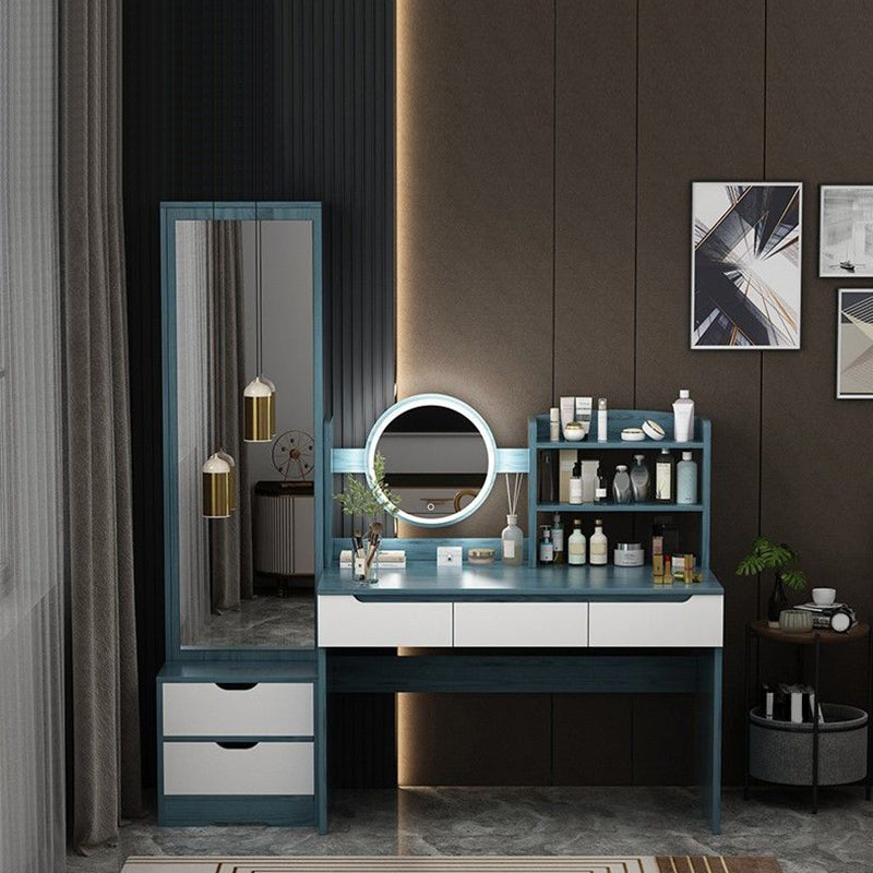 Wooden Modern with Drawer Bedroom Lighted Mirror Make-up Vanity