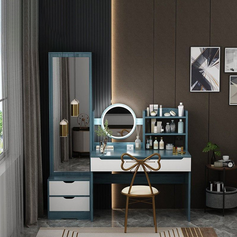 Wooden Modern with Drawer Bedroom Lighted Mirror Make-up Vanity