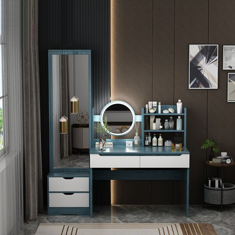 Wooden Modern with Drawer Bedroom Lighted Mirror Make-up Vanity