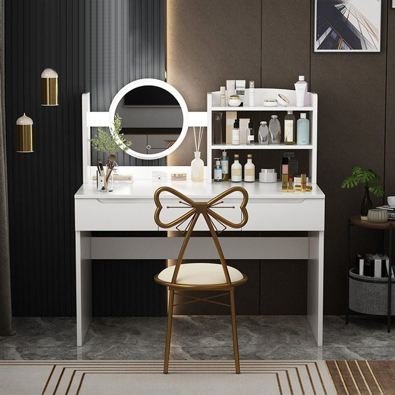 Wooden Modern with Drawer Bedroom Lighted Mirror Make-up Vanity