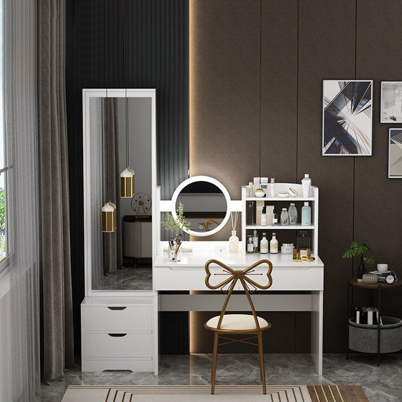 Wooden Modern with Drawer Bedroom Lighted Mirror Make-up Vanity