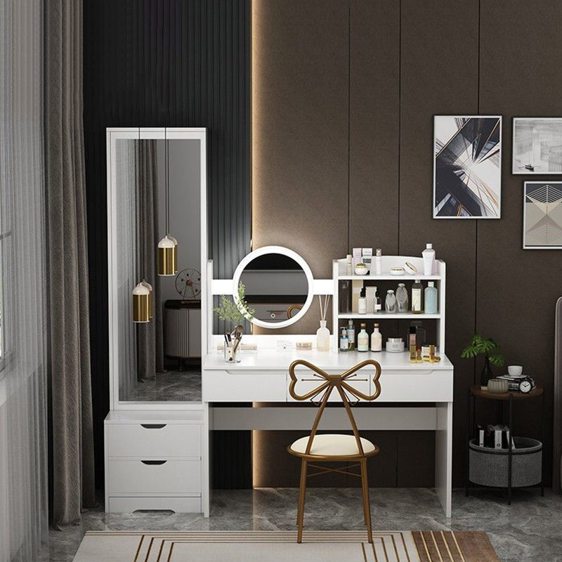 Wooden Modern with Drawer Bedroom Lighted Mirror Make-up Vanity