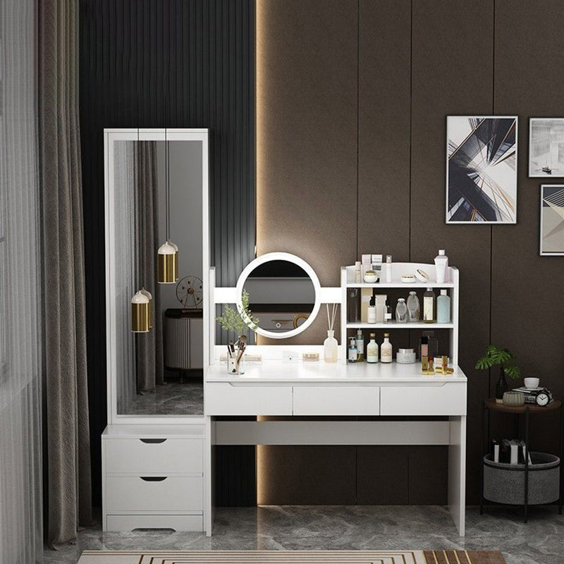 Wooden Modern with Drawer Bedroom Lighted Mirror Make-up Vanity