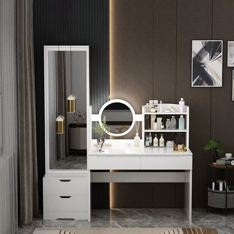 Wooden Modern with Drawer Bedroom Lighted Mirror Make-up Vanity